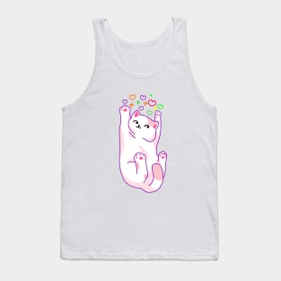 Cat and colorful hearts Tank Top